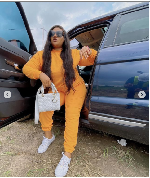 Actress Nkechi Blessing shows off her new whip (Photos)