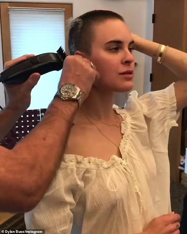 New look: The Hollywood star, 65, and his eldest daughter Rumer, 31, played hairdressers to Tallulah, 26 (pictured)