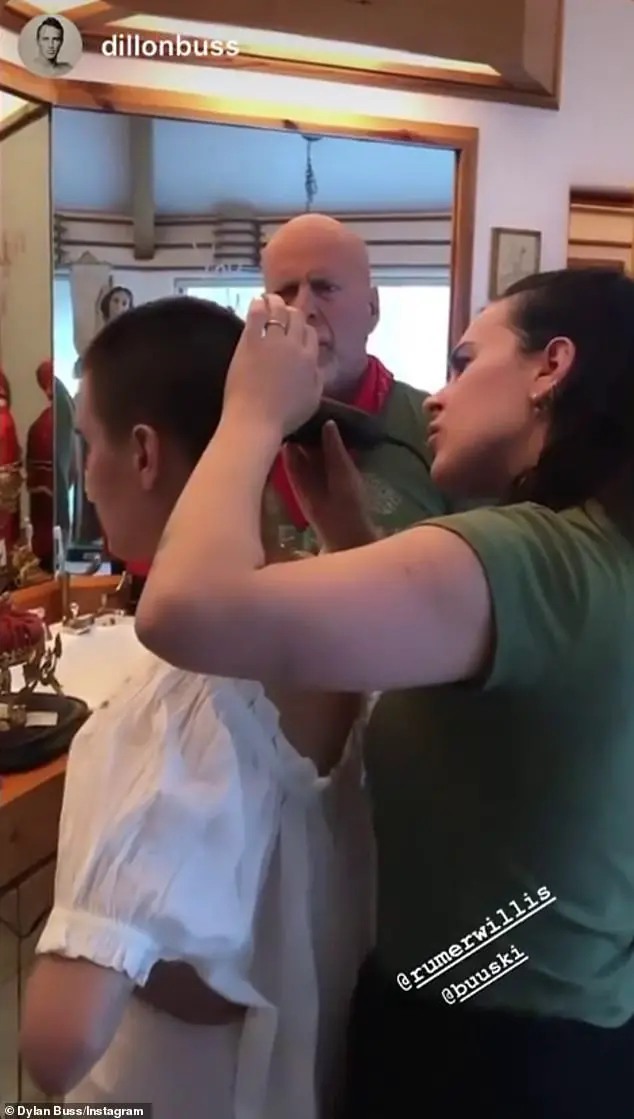 Skills: The video, taken by 26-year-old Tallulah's filmmaker boyfriend Dillon Buss, shows Rumer taking her duties very seriously, while her father oversaw the task with aplomb
