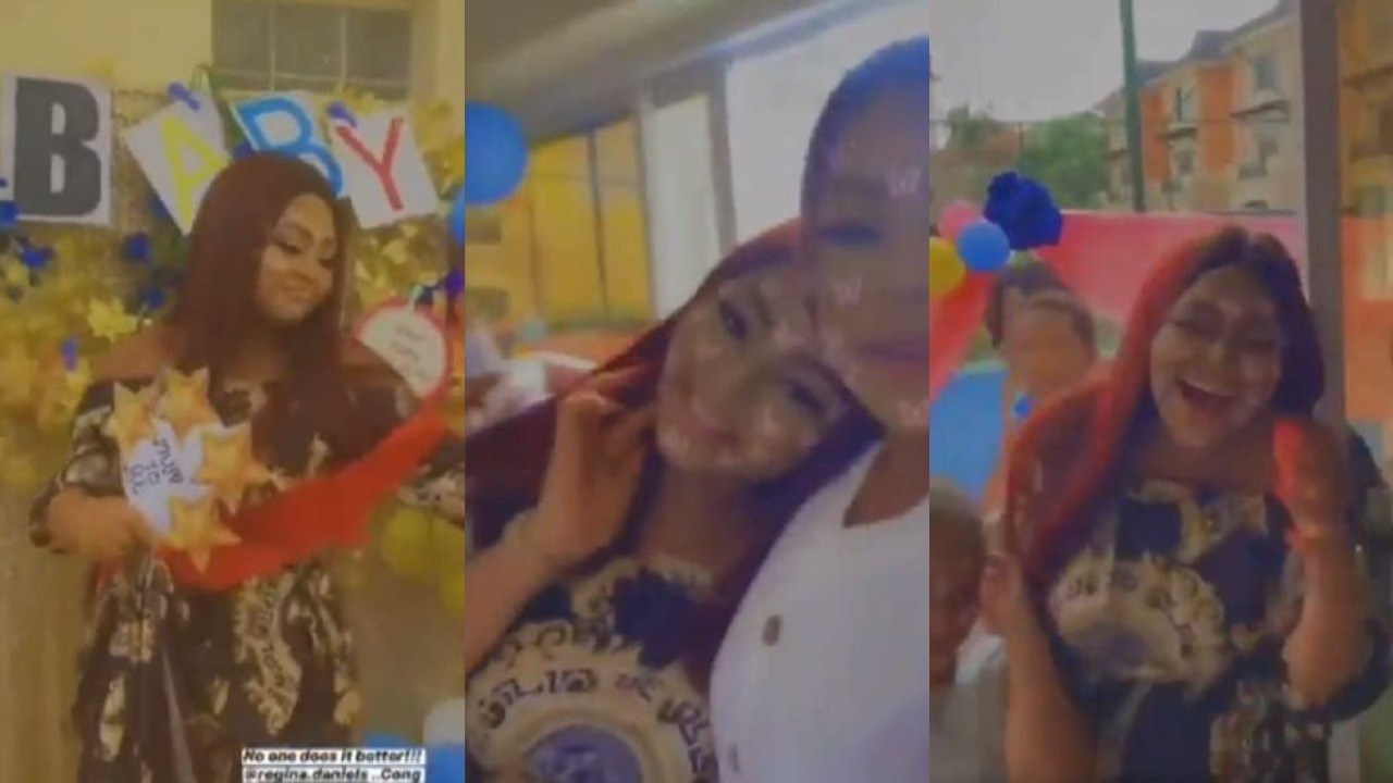 Regina Daniels friends surprise her with a Baby Shower (Video ...