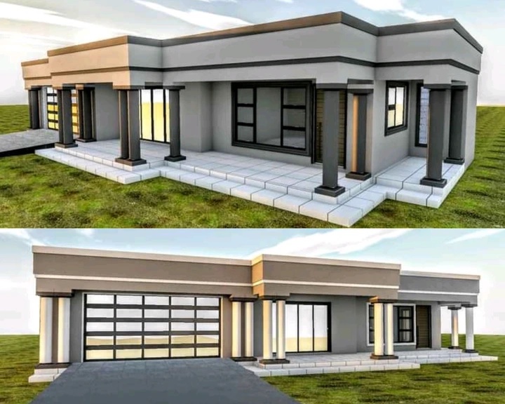 The same house Plan, different colors. Check out this beautiful three-Bedroom house plan.