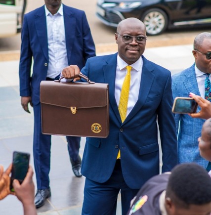 Dr Cassiel Ato Forson, Minister of Finance, delivering the mid-year budget Review in Parliament.  Picture: ELVIS NII NOI DOWUONA 