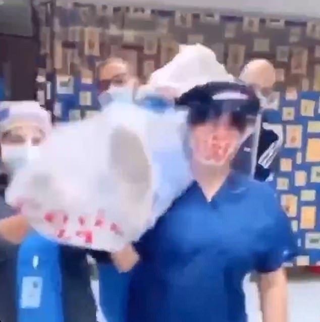 The video has drawn harsh criticism, as well as some support for the nurses by some suggesting the dead patient in the footage is the coronavirus and that the frontline healthcare workers had beat the disease. The nurses are pictured finishing their dance down a hallway