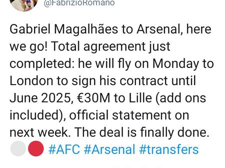Gabriel Magalheas To Arsenal Here We Go Total Agreement Finalised Opera News - how to fly in arsenal roblox hack