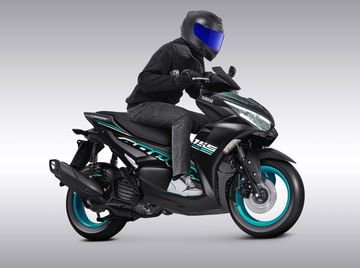 All New Yamaha Aerox 155 Connected Matte Black with Cyan