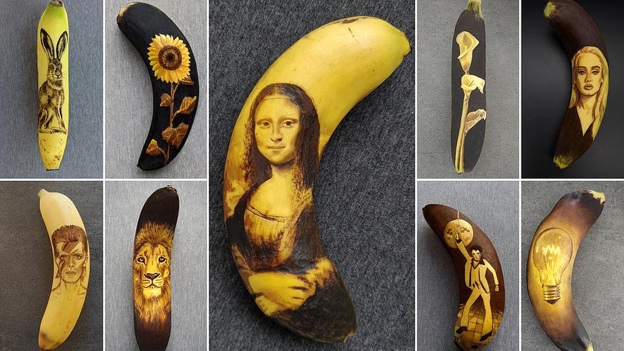 Portraits with a unique a-peel: The ingenious creations of a London artist who bruises bananas to create striking images... then eats them