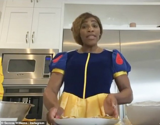 'Hello, I'm back:'  she sang, before turning around to reveal her princess dress couldn't zip up.' I'm going to stick this in the microwave for two minutes'