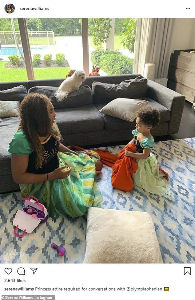 Dress up: Serena Williams was enjoying some play time with her daughter Olympia on Friday, as she shared a photo of them in Princess Anna dresses to Instagram