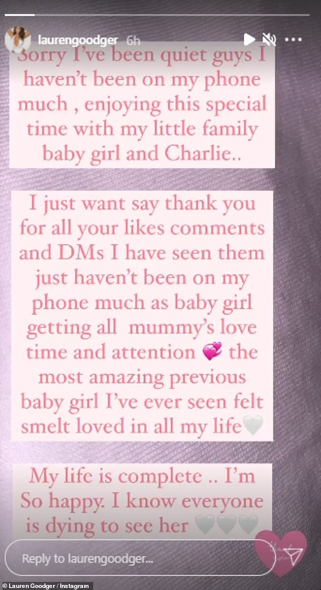 My Life Is Complete I Am So Happy New Mum Lauren Goodger Gushes Over Her Precious Baby Girl As She And Beau Charles Drury Enjoy Special Time With Their Newborn Daughter