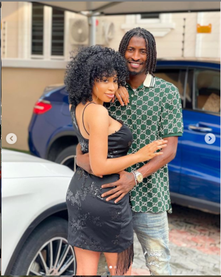 Lovely new photos of footballer Peter Olayinka and his fiancee, actress Yetunde Barnabas?