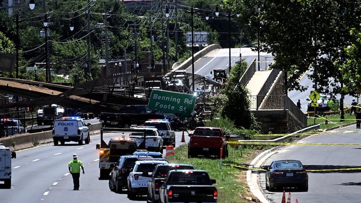 5 people hospitalized after pedestrian bridge collapses onto DC highway (photos)