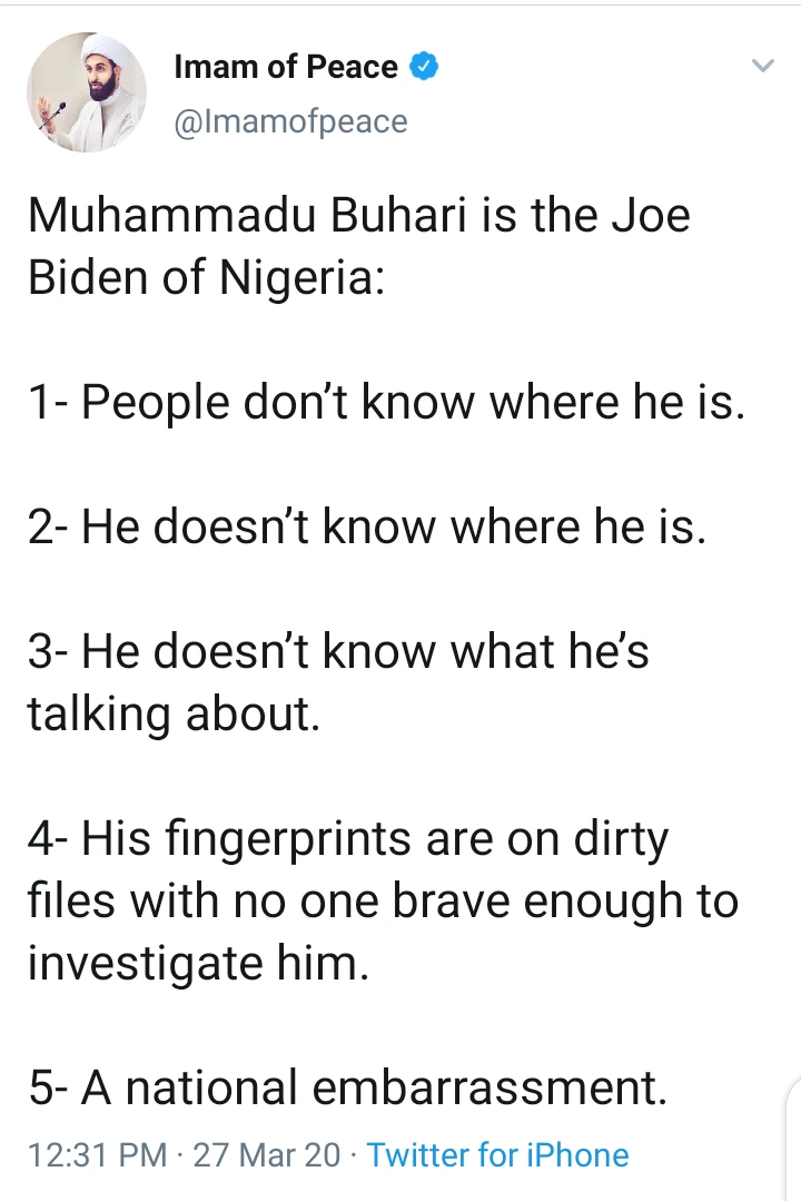 Nigerians Support Imam Who Calls Buhari A National Embarrassment