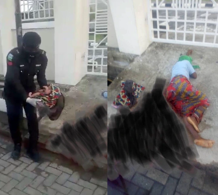 Homeless mother-of-four gives birth by the roadside, rescued by Police (Photo)