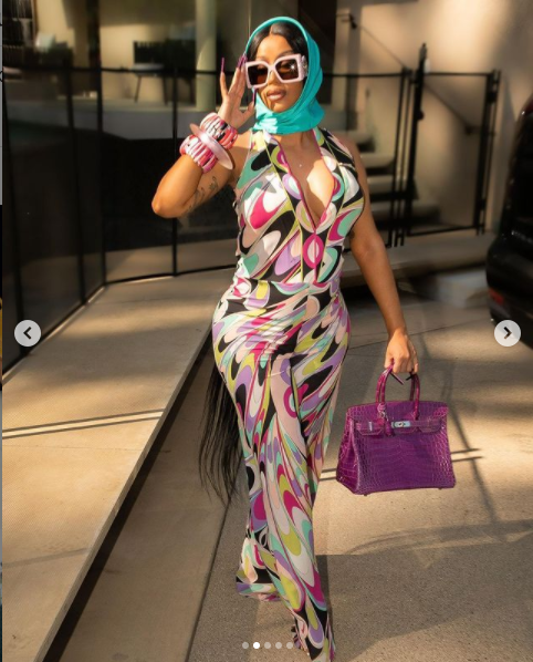 Pregnant Cardi B showcase her growing baby bump in Pucci jumpsuit (photos)