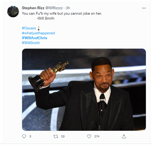 Celebrities, fans react to Will Smith slapping Chris Rock at the Oscars