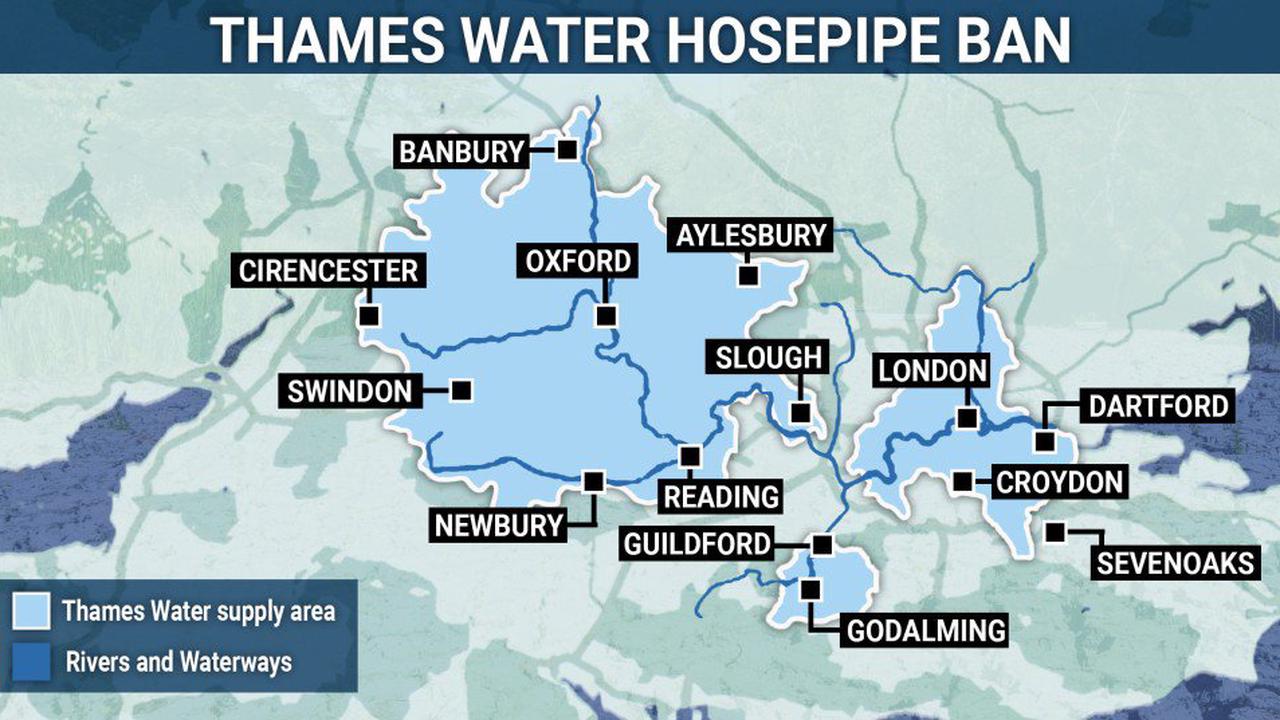 Map shows where Thames Water hosepipe ban is in force across the South